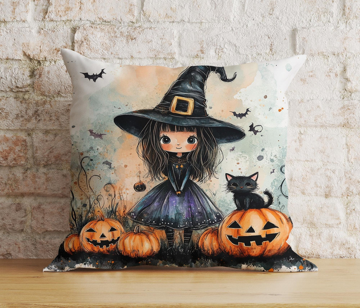 Onay Cushion Covers 4 / 12 x 12 inch (30 x 30 cm) Spooky Halloween Pumpkin Pillow Whimsical Ghost Print Cushion Covers