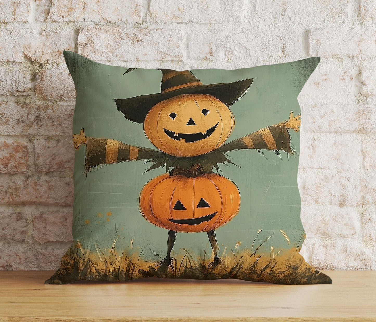 Onay Cushion Covers 3 / 12 x 12 inch (30 x 30 cm) Spooky Halloween Pumpkin Pillow Whimsical Ghost Print Cushion Covers