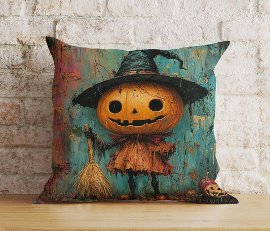 Onay Cushion Covers 1 / 12 x 12 inch (30 x 30 cm) Spooky Halloween Pumpkin Pillow Whimsical Ghost Print Cushion Covers