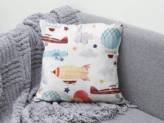 Onay 1 / 12 x 12 inch (30 x 30 cm) Strawberry Skateboard and Airplane Patterned Cushion Cover