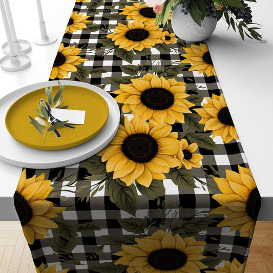 Onay 1 / 12 x 46 inch (30 x 120 cm) Sunflower Daisy Green Leaf Orange Floral Table Runner