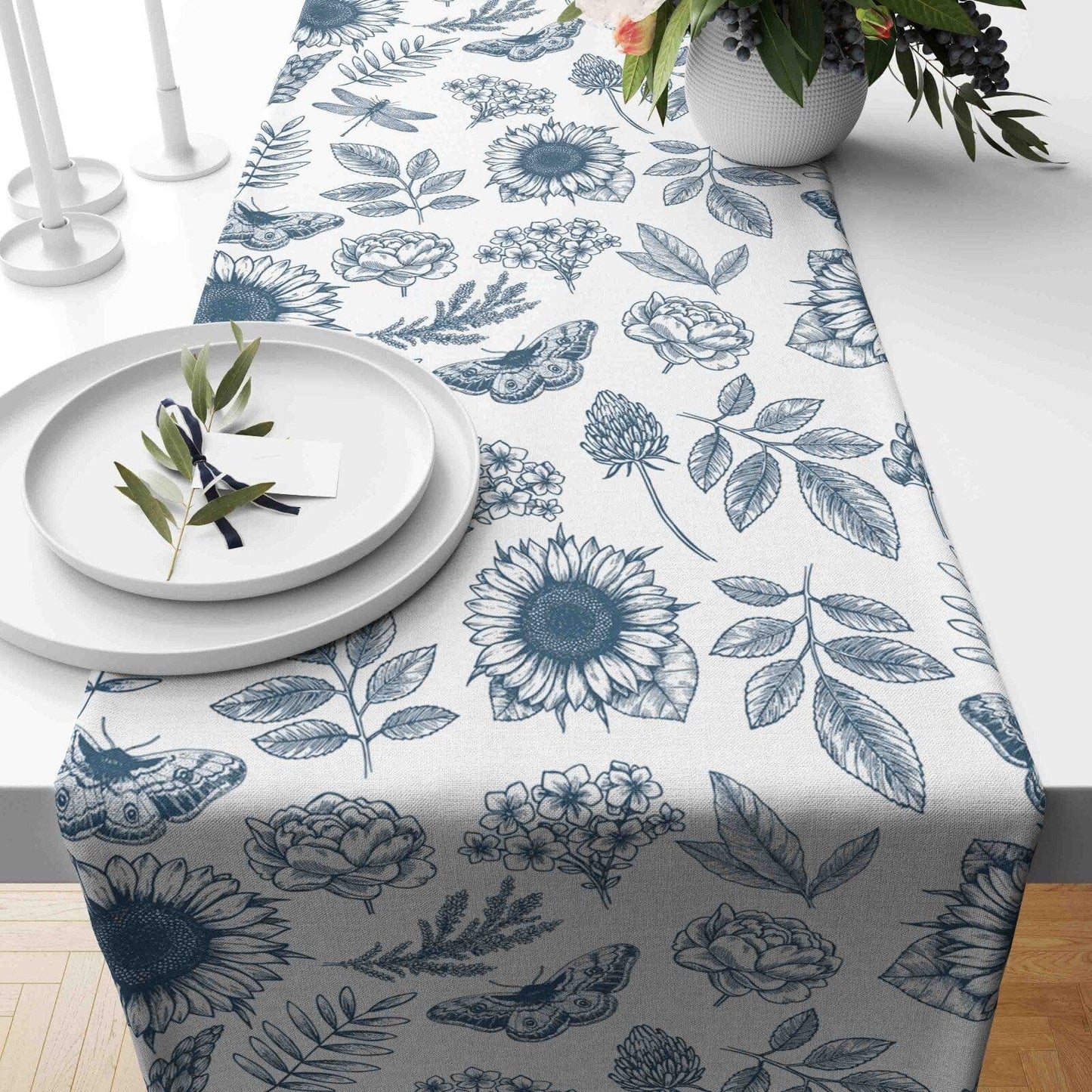 Onay 2 / 12 x 46 inch (30 x 120 cm) Sunflower Floral Summer Farmhouse Table Runner