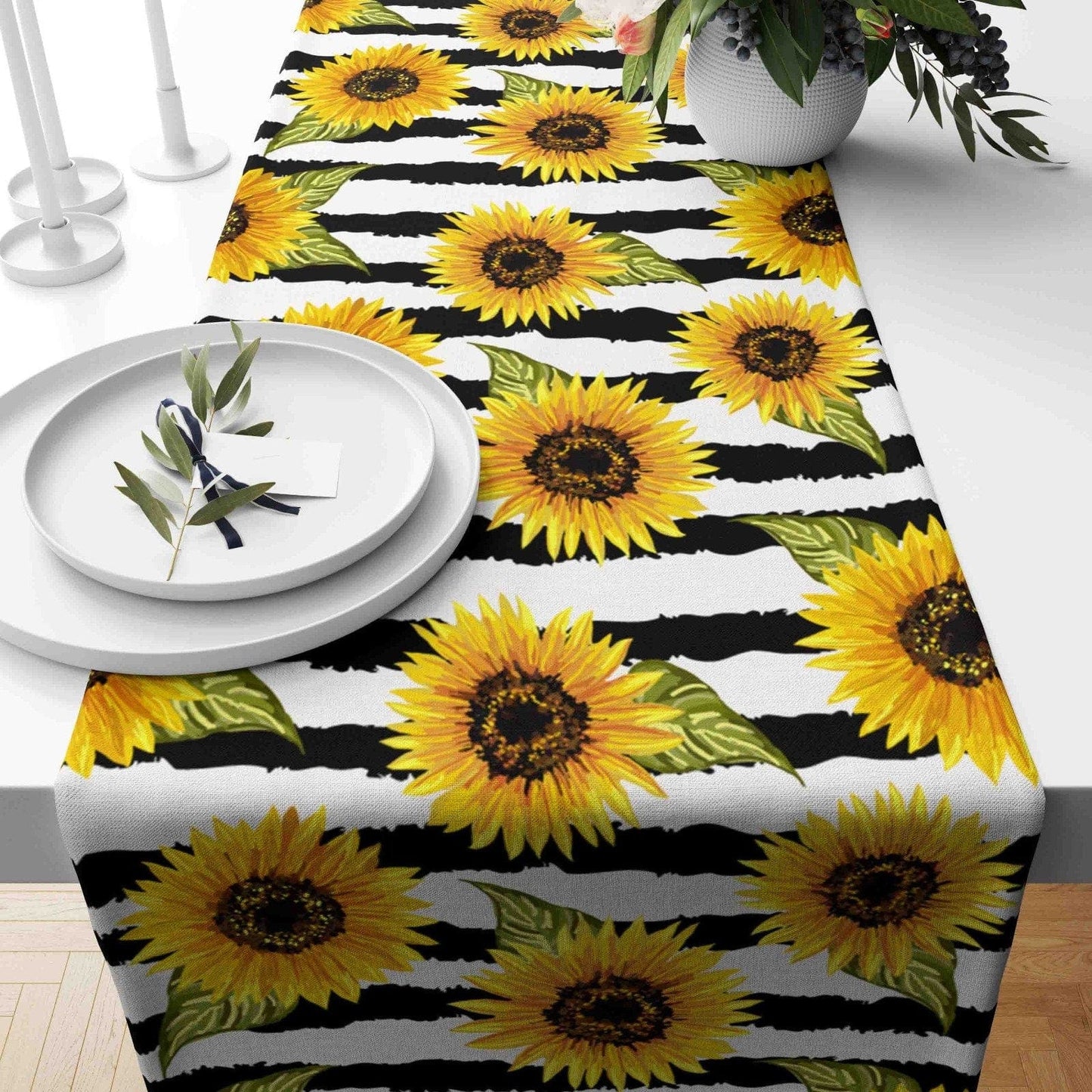 Onay 3 / 12 x 46 inch (30 x 120 cm) Sunflower Summer Flowers Farmhouse Decor Table Runner