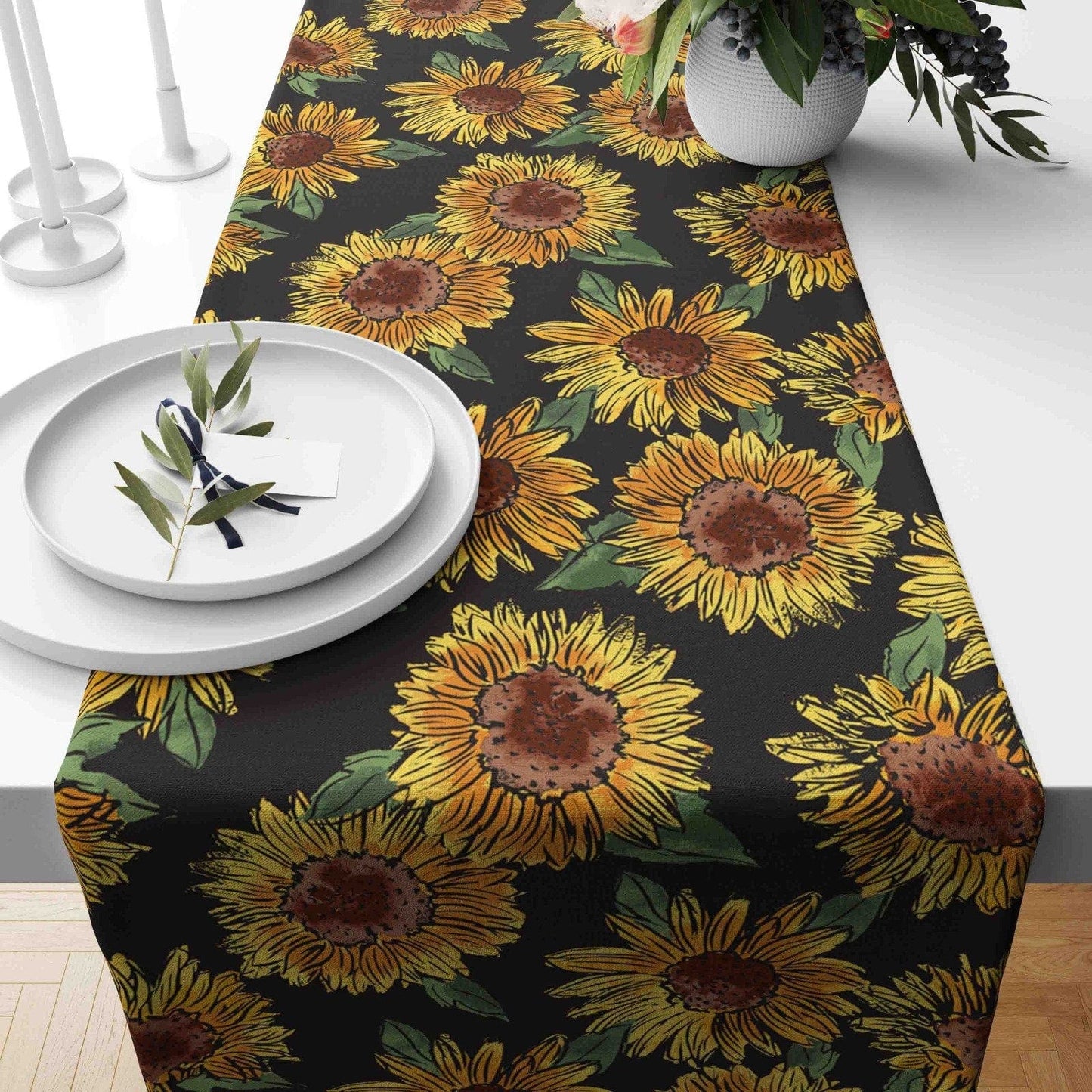 Onay 2 / 12 x 46 inch (30 x 120 cm) Sunflower Summer Flowers Farmhouse Decor Table Runner