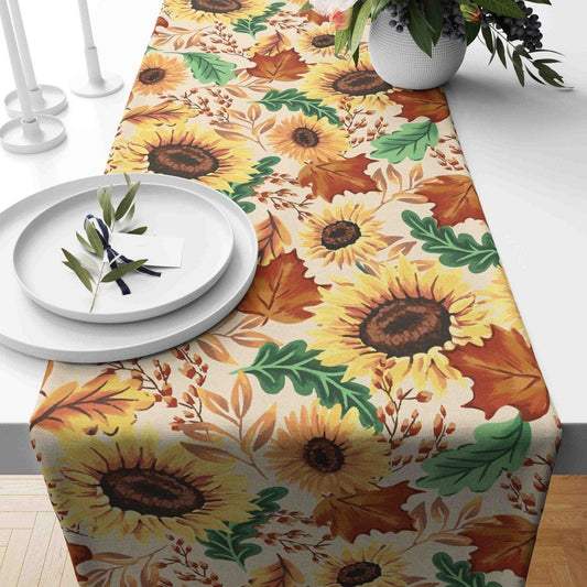 Onay 1 / 12 x 46 inch (30 x 120 cm) Sunflower Yellow Farmhouse Floral Print Table Runner