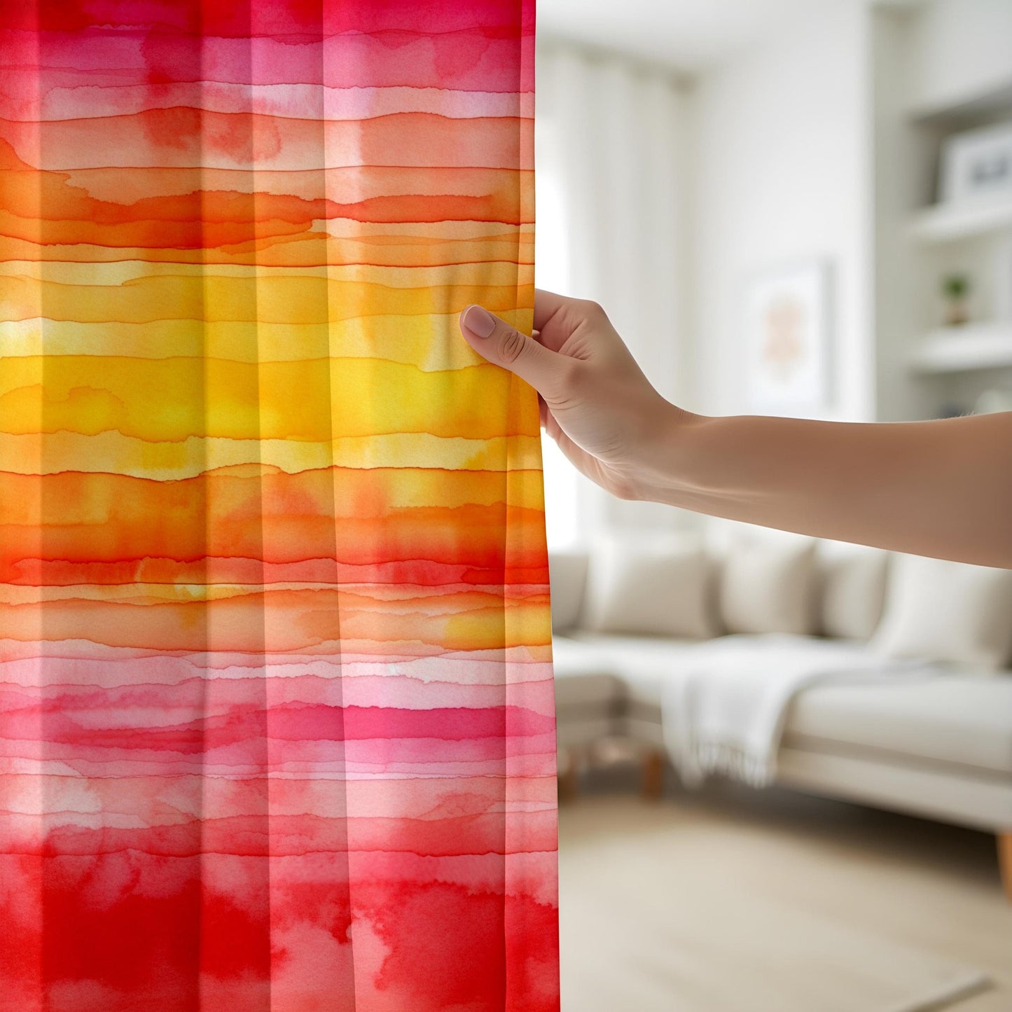 Onay Sunset Stripes Living Room Curtains, Warm Tonal Gradient