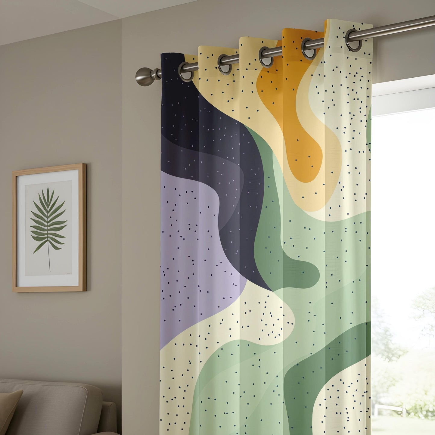 Onay Swirling Color Wave Living Room Curtains, Multicolor Abstract Panels