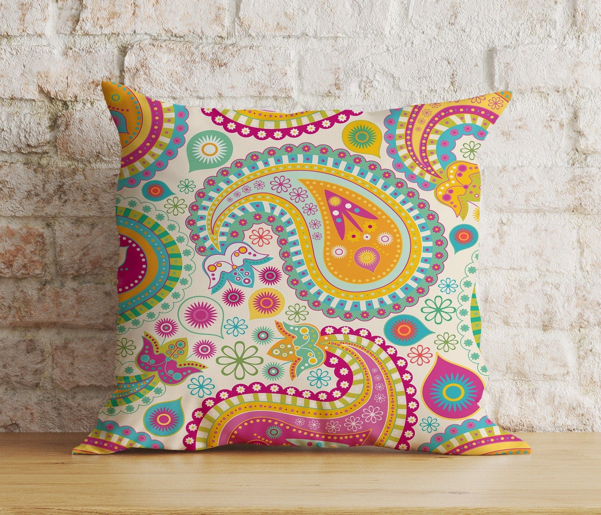 Onay 8 / 12 x 12 inch (30 x 30 cm) Tapestry Printed Authentic Floral Pattern Cushion Cover