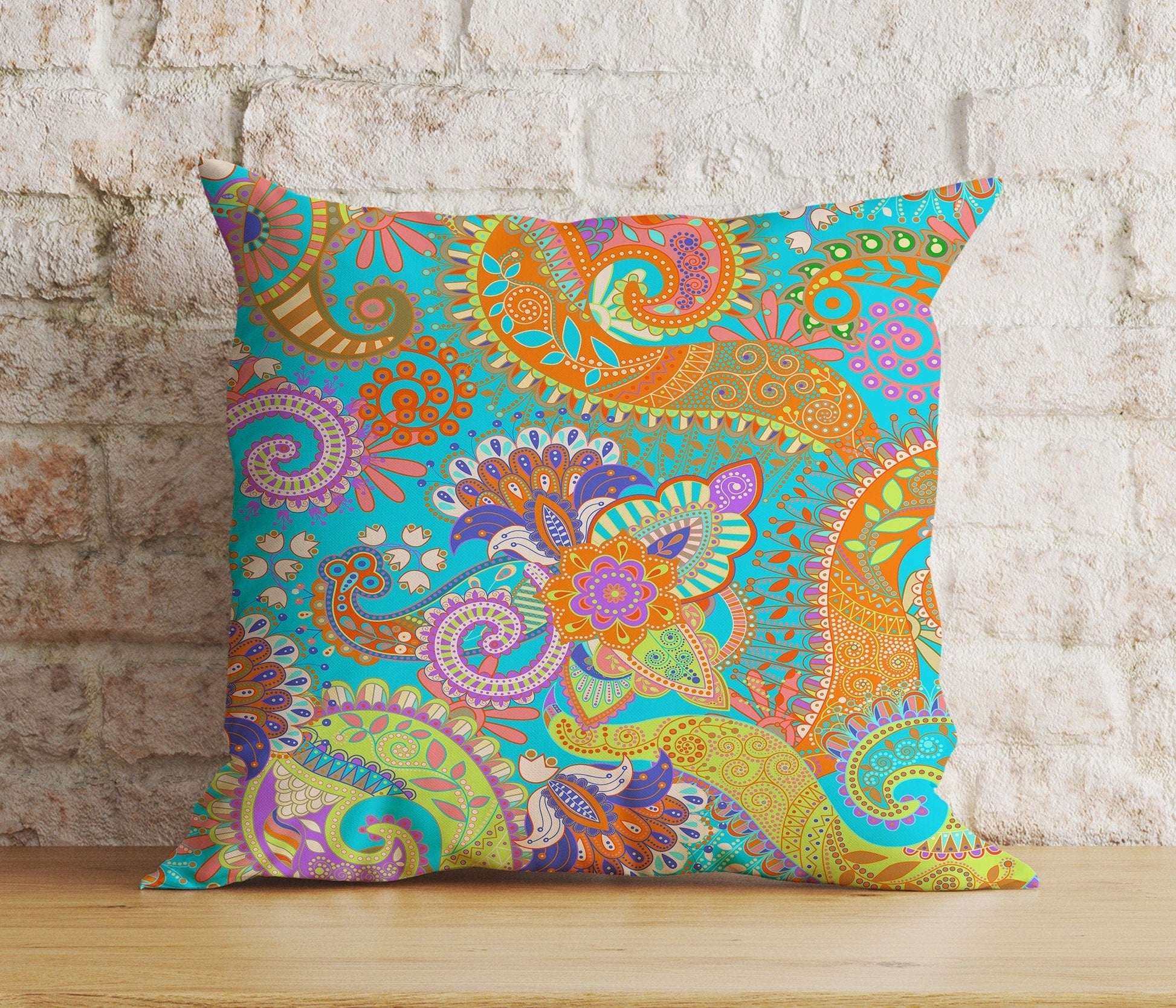 Onay 7 / 12 x 12 inch (30 x 30 cm) Tapestry Printed Authentic Floral Pattern Cushion Cover