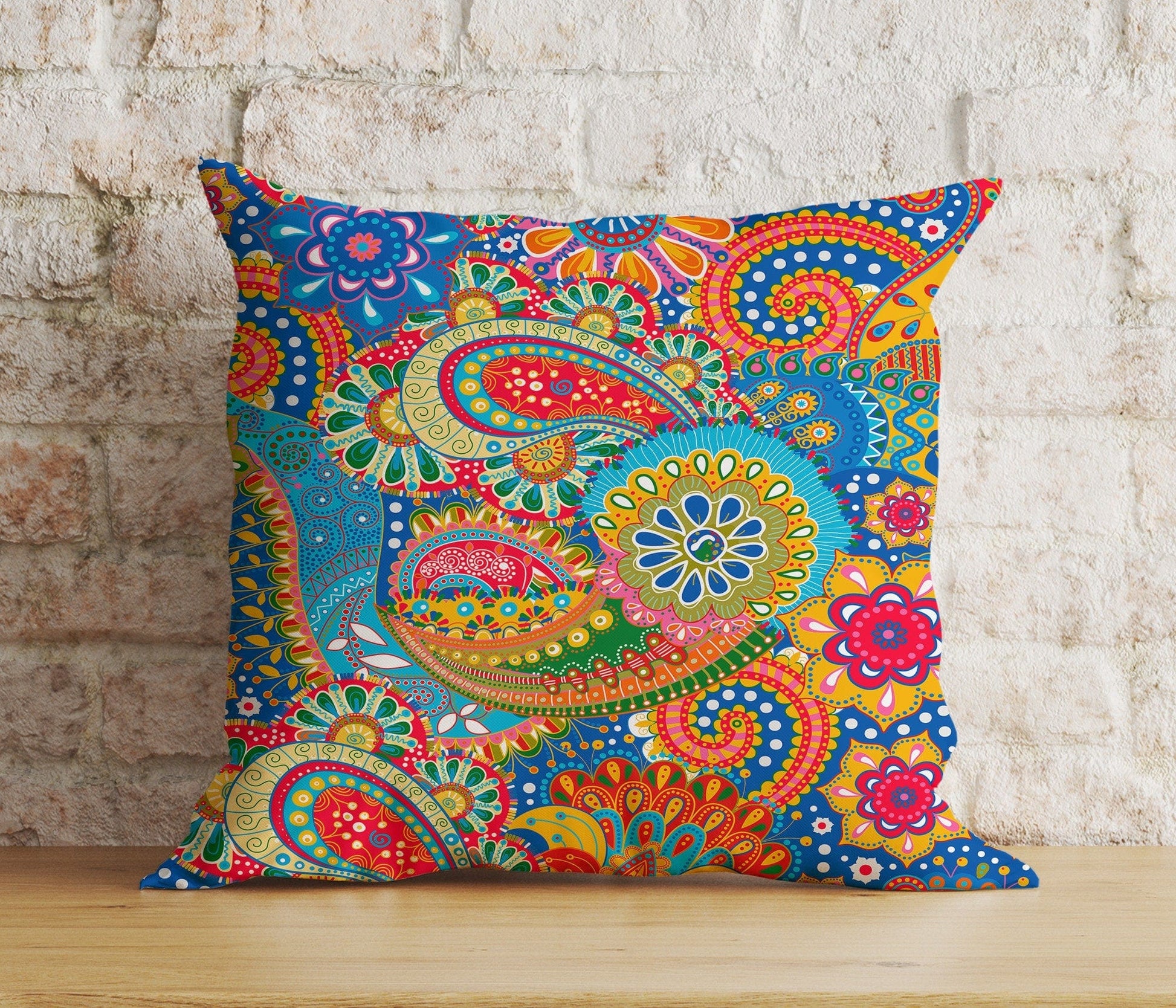 Onay 5 / 12 x 12 inch (30 x 30 cm) Tapestry Printed Authentic Floral Pattern Cushion Cover