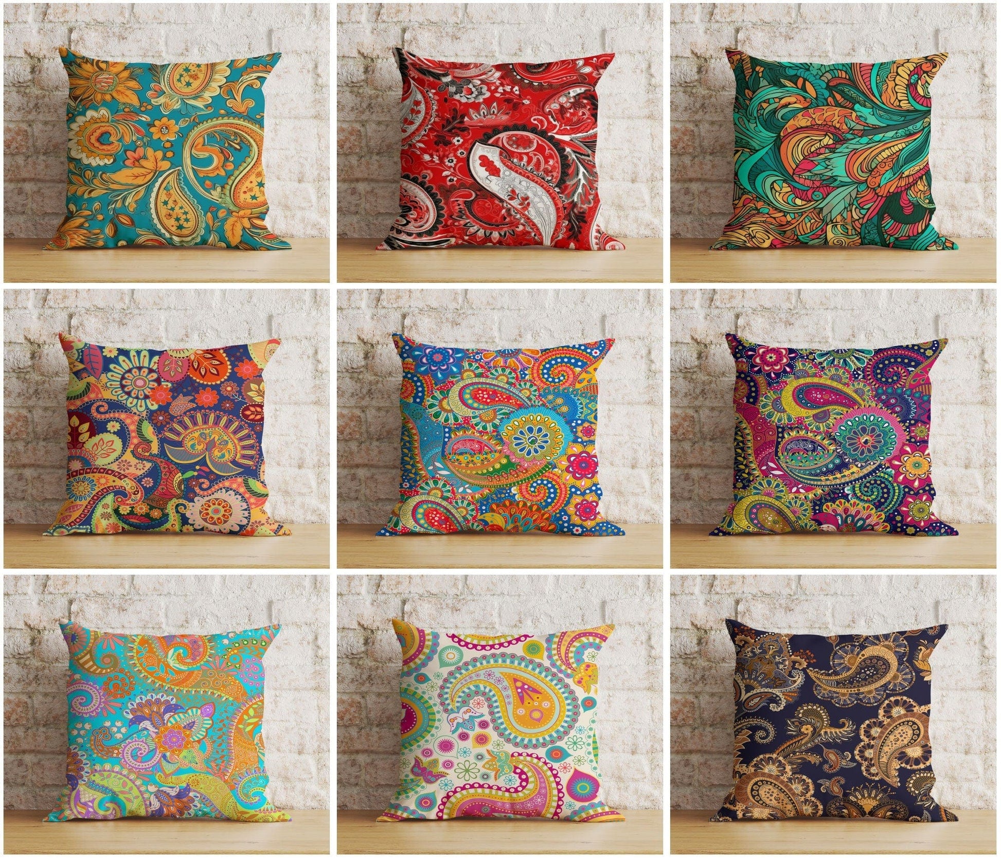 Onay Tapestry Printed Authentic Floral Pattern Cushion Cover