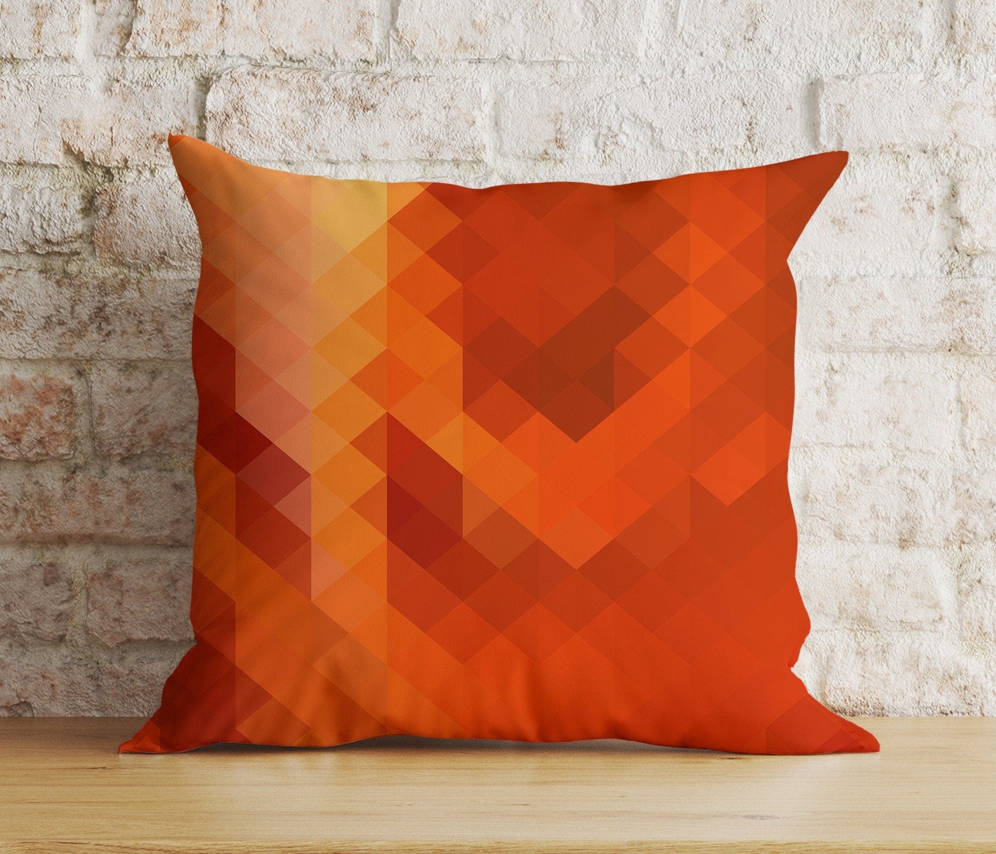Onay 4 / 12 x 12 inch (30 x 30 cm) Terracotta Abstract Brick Retro Orange Cushion Cover