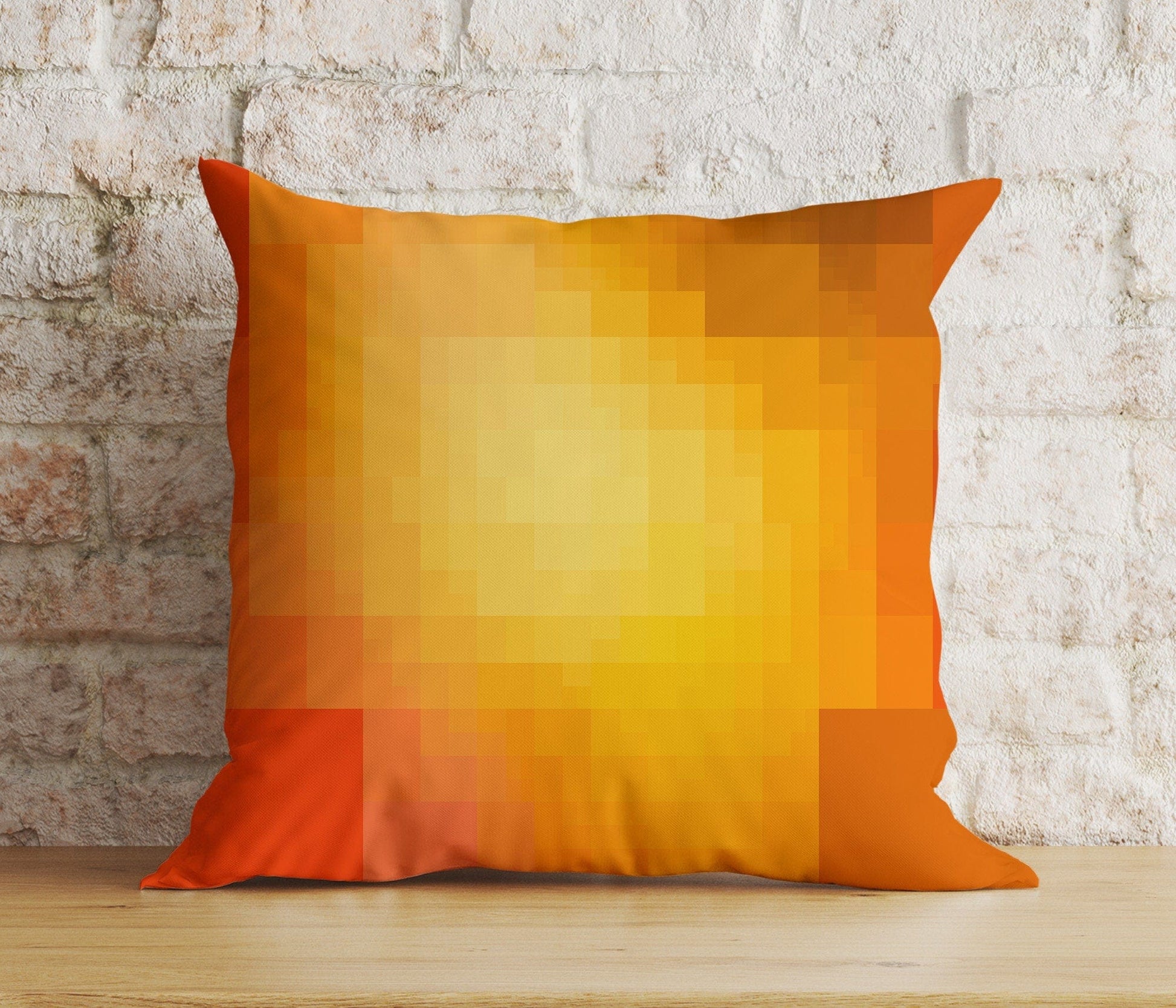 Onay 3 / 12 x 12 inch (30 x 30 cm) Terracotta Abstract Brick Retro Orange Cushion Cover