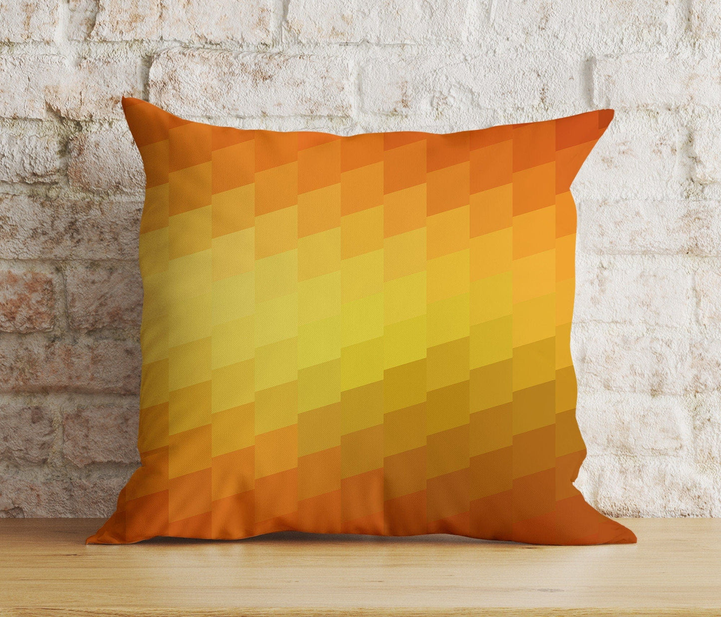 Onay 2 / 12 x 12 inch (30 x 30 cm) Terracotta Abstract Brick Retro Orange Cushion Cover