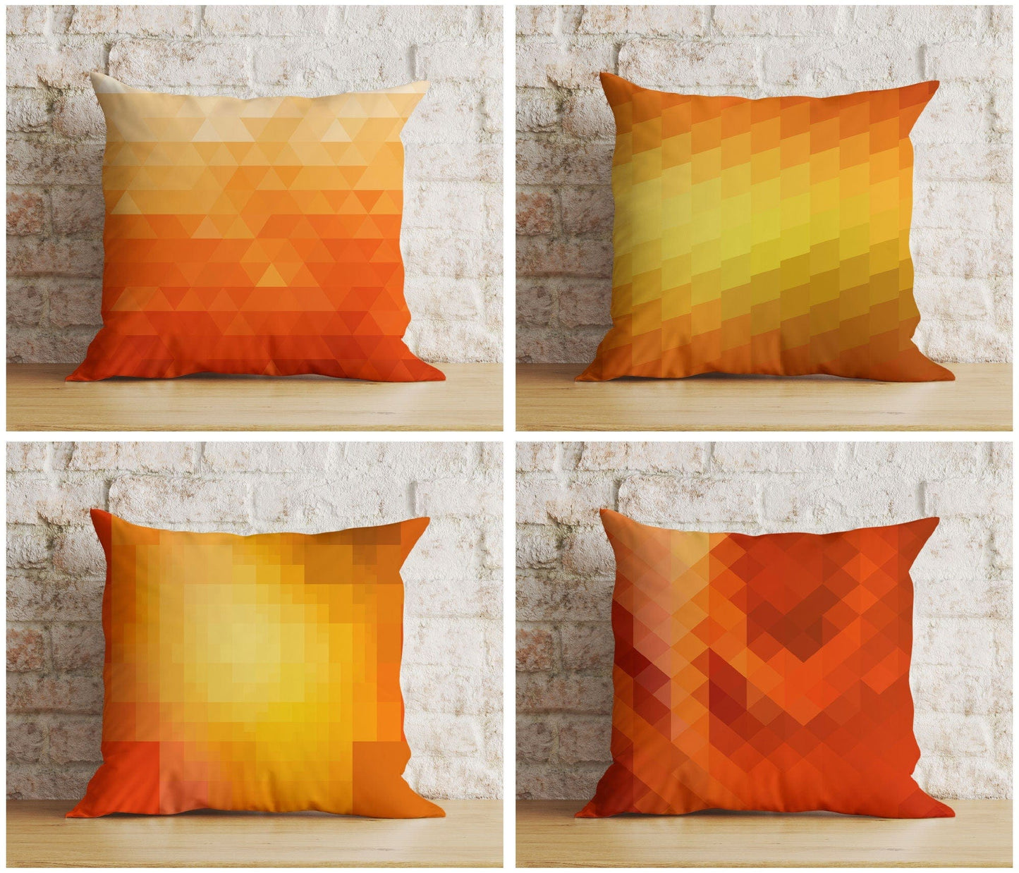 Onay Terracotta Abstract Brick Retro Orange Cushion Cover