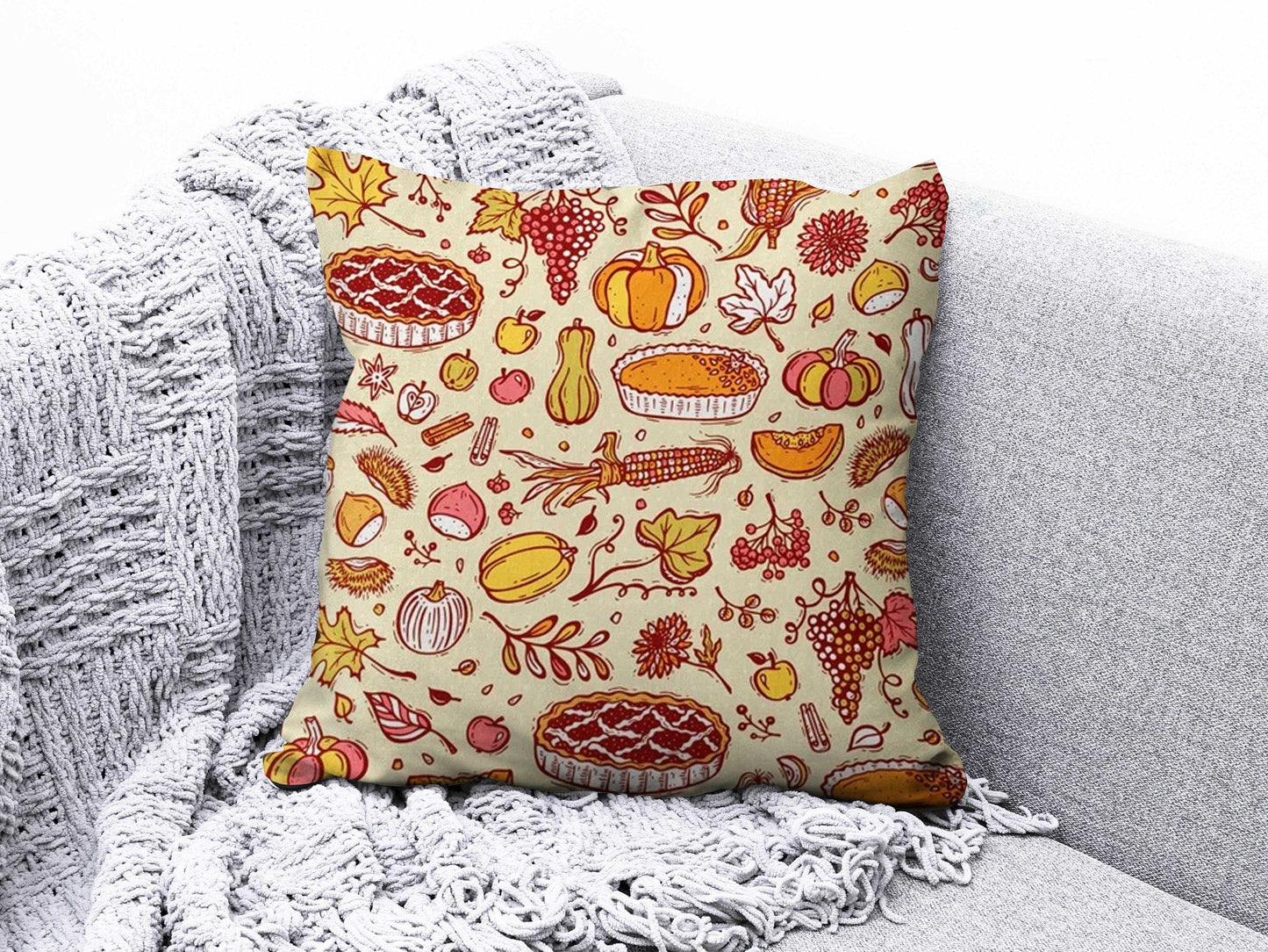 Onay Cushion Covers 4 / 12 x 12 inch (30 x 30 cm) Double Side Thanks Give Cushion Cover Fall Trend Cushion Case Pumpkin Acorn Throw Pillow