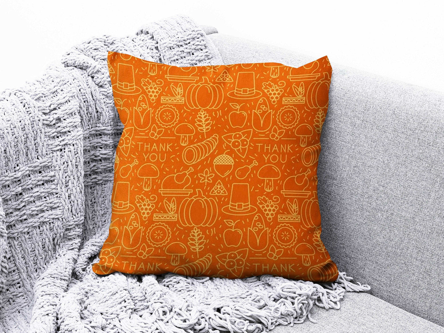 Onay Cushion Covers 2 / 12 x 12 inch (30 x 30 cm) Double Side Thanks Give Cushion Cover Fall Trend Cushion Case Pumpkin Acorn Throw Pillow