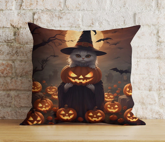 Onay 1 / 12 x 12 inch (30 x 30 cm) Double Side The Witch On Halloween Bats & Haunted House Spooky Cushion Cover