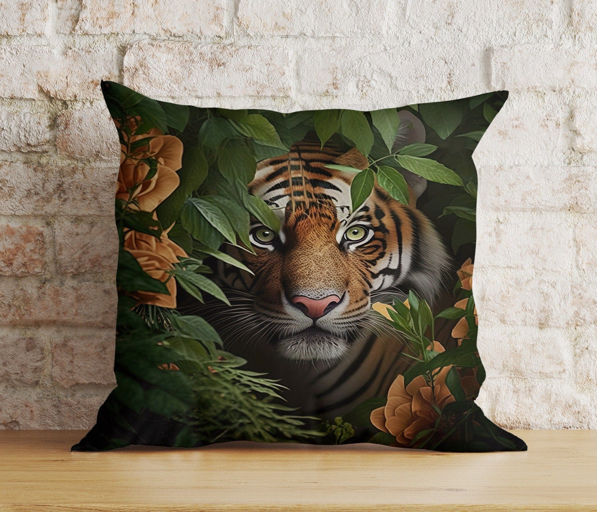 Onay 4 / 12 x 12 inch (30 x 30 cm) Tiger Lion Wild Animal Jungle Decor Cushion Cover