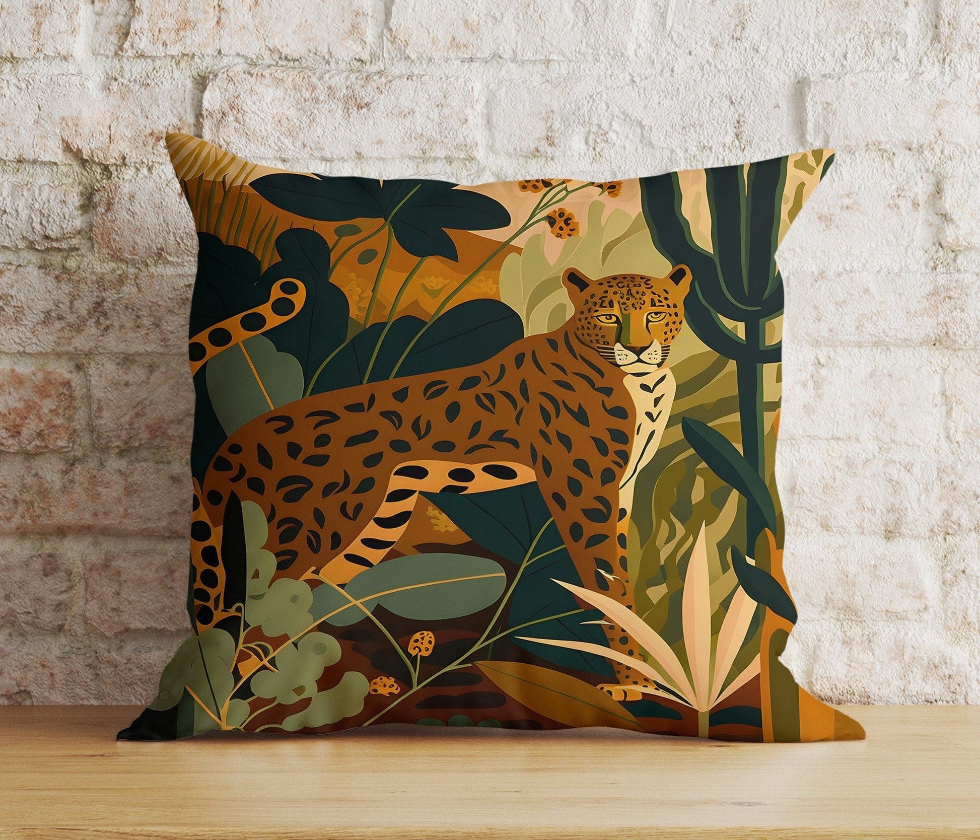 Onay 3 / 12 x 12 inch (30 x 30 cm) Tiger Lion Wild Animal Jungle Decor Cushion Cover