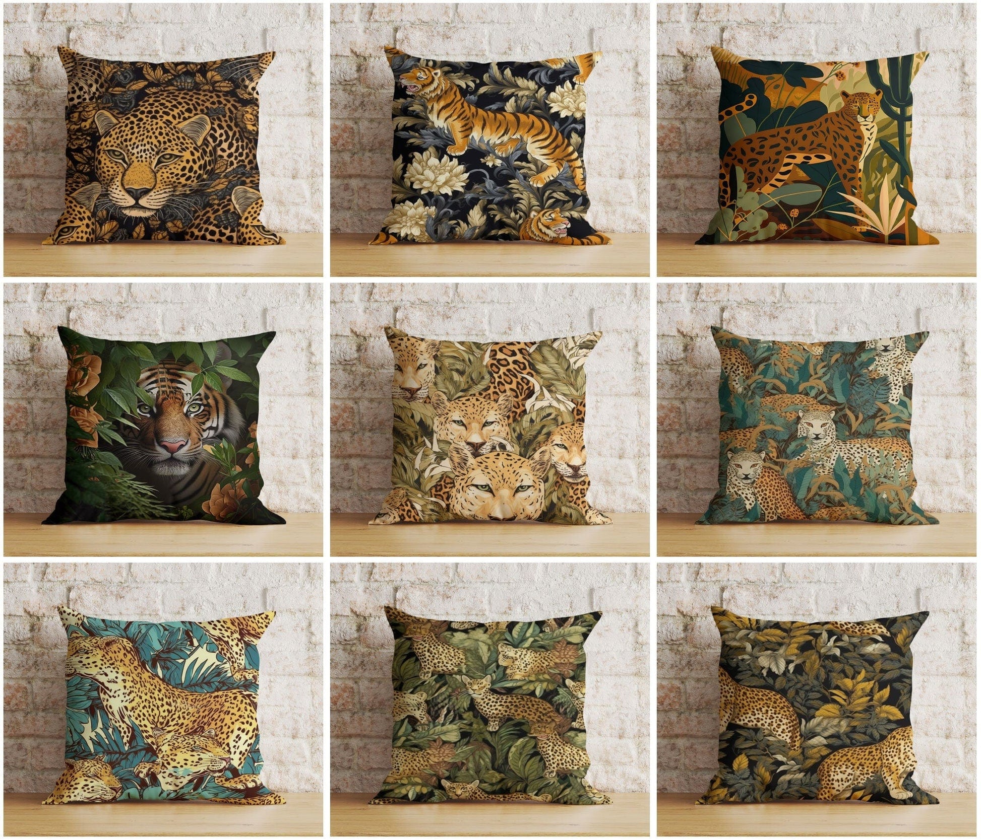 Onay Tiger Lion Wild Animal Jungle Decor Cushion Cover