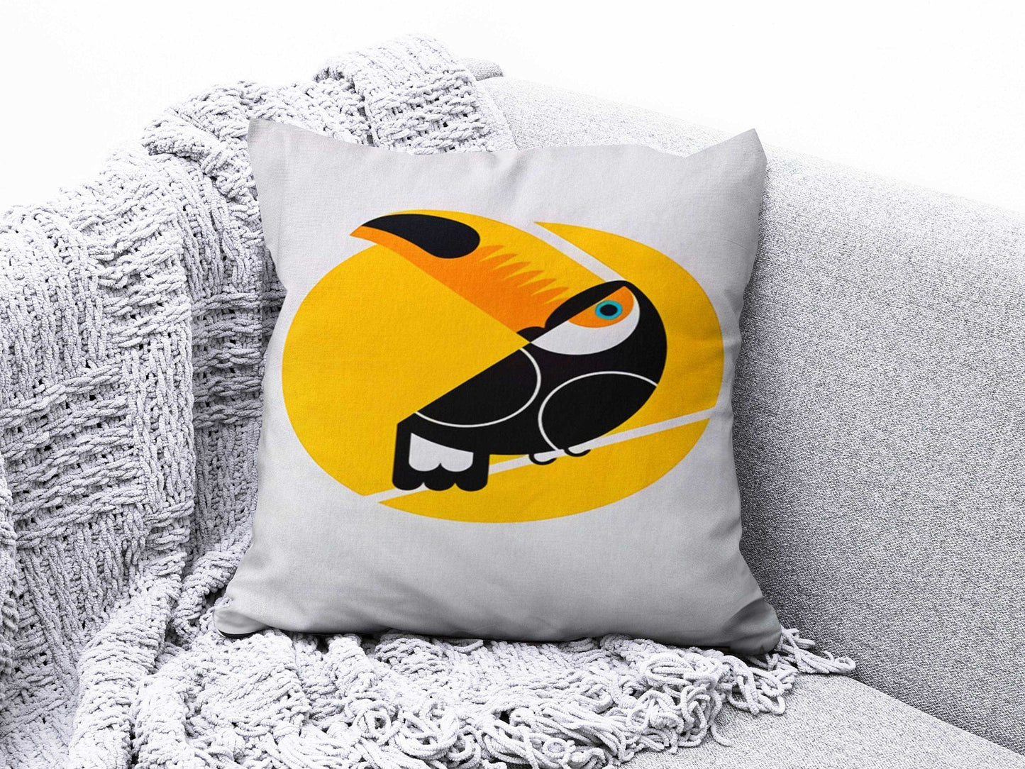 Onay 4 / 12 x 12 inch (30 x 30 cm) Toucan and Parrot Pattern Print Striped Cushion Covers