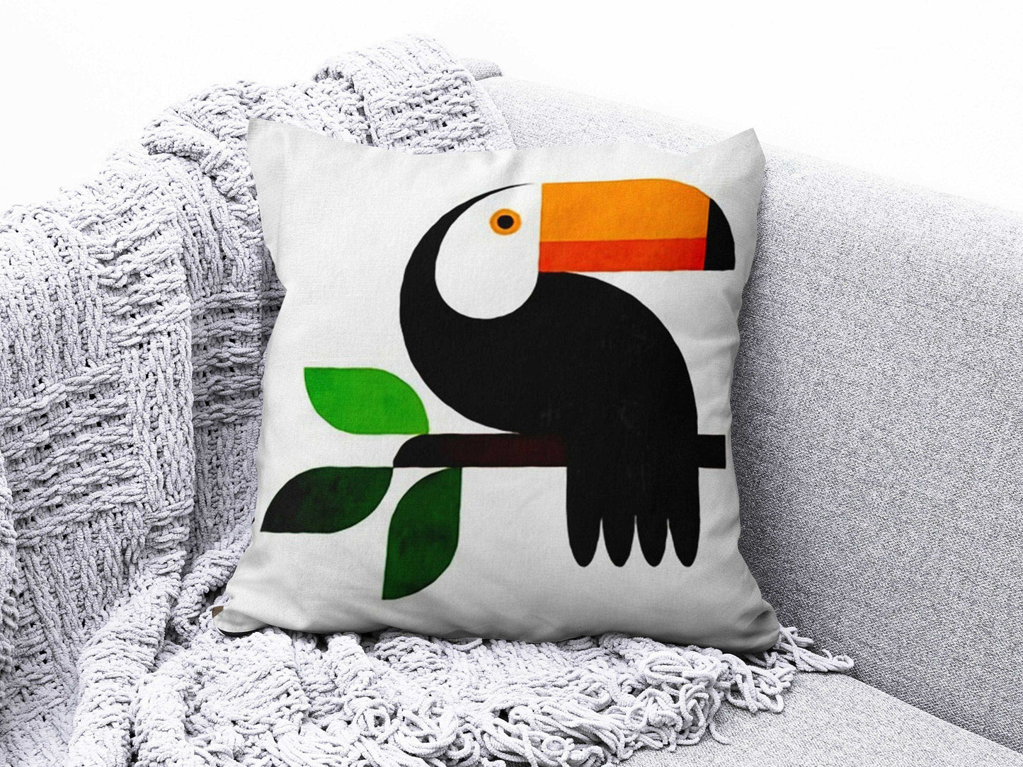 Onay 1 / 12 x 12 inch (30 x 30 cm) Toucan and Parrot Pattern Print Striped Cushion Covers