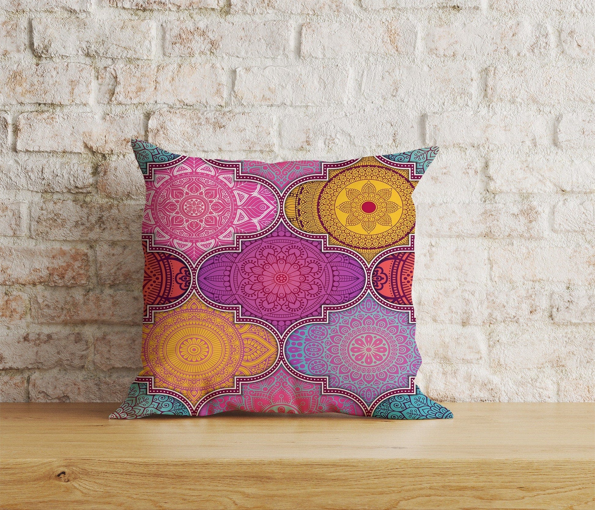 Onay Home Textile Cushion Covers 4 / 12 x 12 inch (30 x 30 cm) Double Side Traditional Mandala Design Ethnic Cushion Covers UK