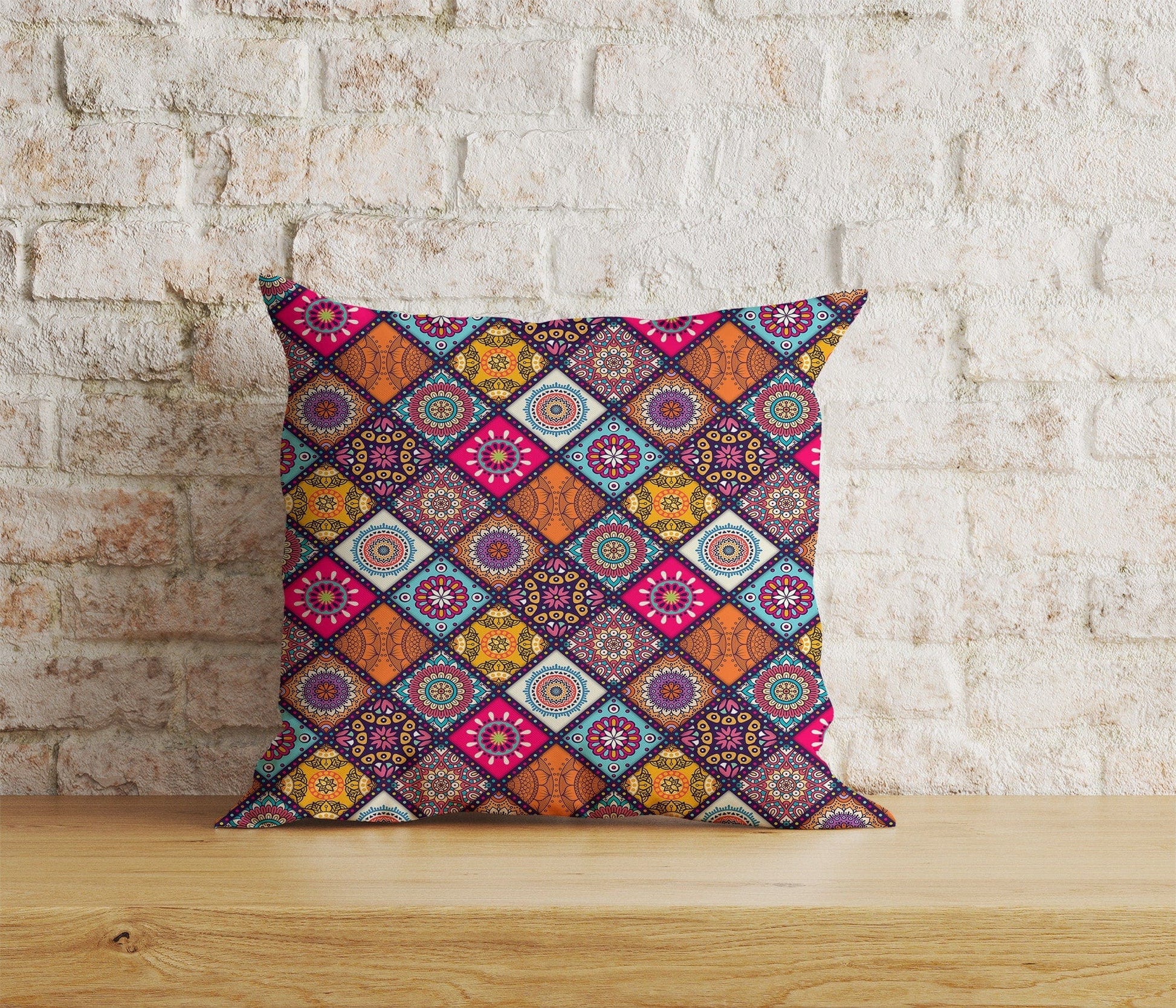 Onay Home Textile Cushion Covers 3 / 12 x 12 inch (30 x 30 cm) Double Side Traditional Mandala Design Ethnic Cushion Covers UK