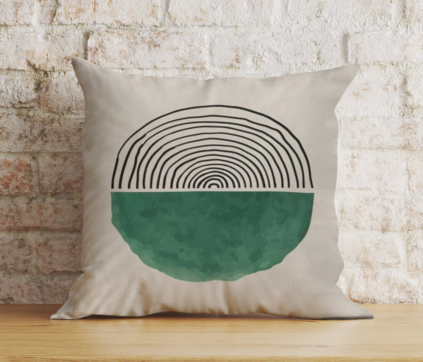 Onay 2 / 12 x 12 inch (30 x 30 cm) Trend Abstract Minimalist Stripe Circles Cushion Cover