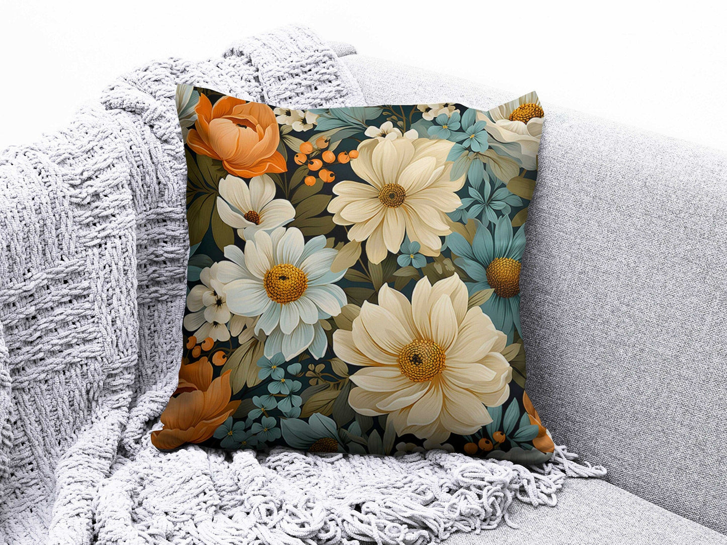 Onay 7 / 12 x 12 inch (30 x 30 cm) Tropical Bamboo Pineapple Palm Green Cushion Cover