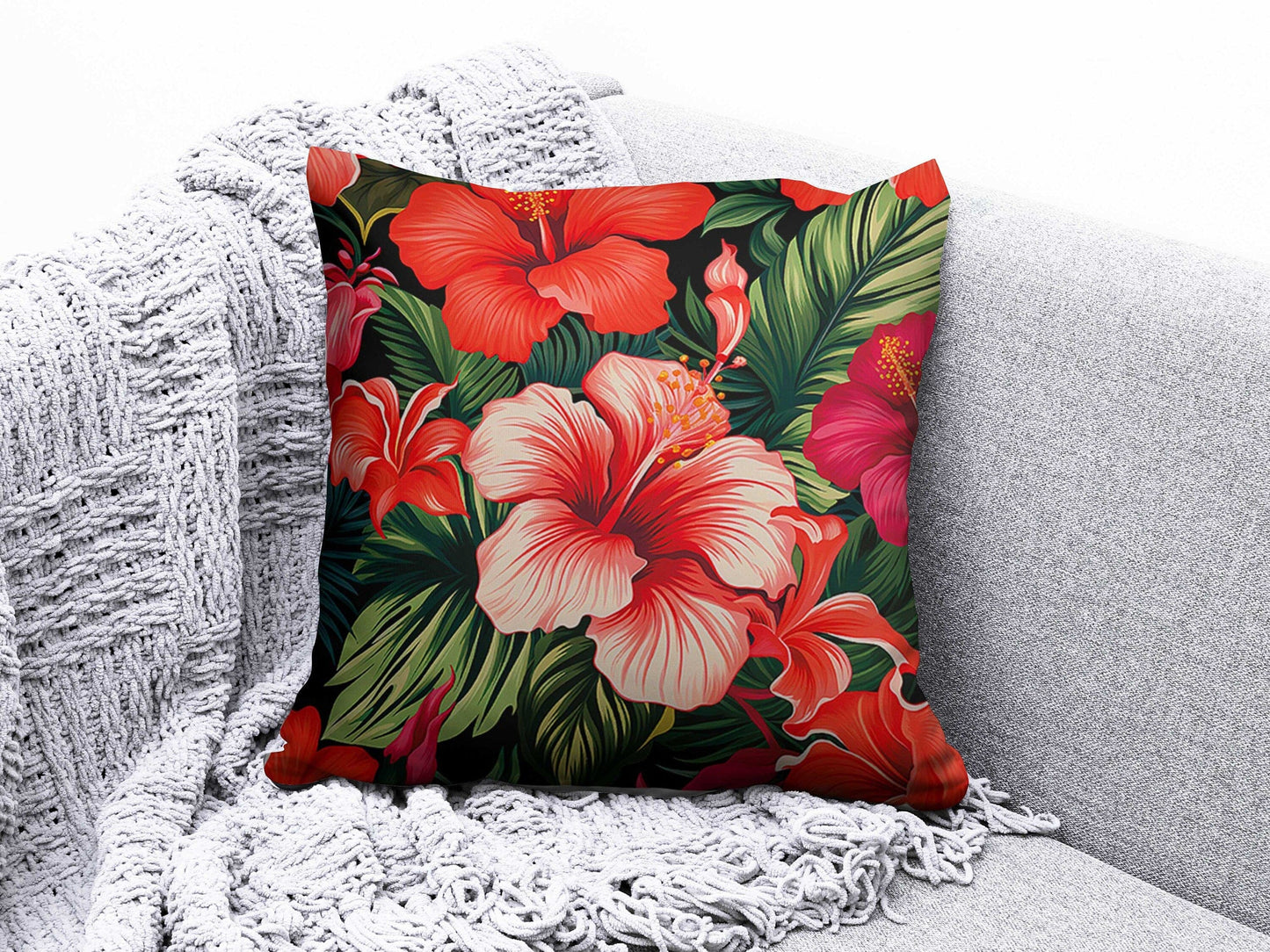 Onay 5 / 12 x 12 inch (30 x 30 cm) Tropical Bamboo Pineapple Palm Green Cushion Cover