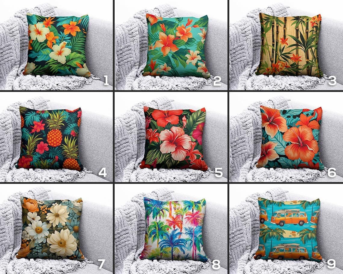 Onay Tropical Bamboo Pineapple Palm Green Cushion Cover