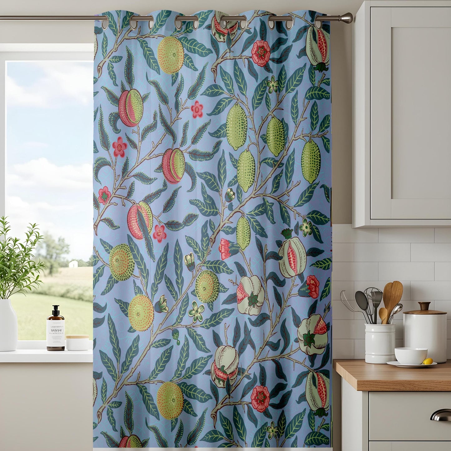 Onay Tropical Botanical Living Room Curtains, Exotic Fruit and Leaf Print Drapes