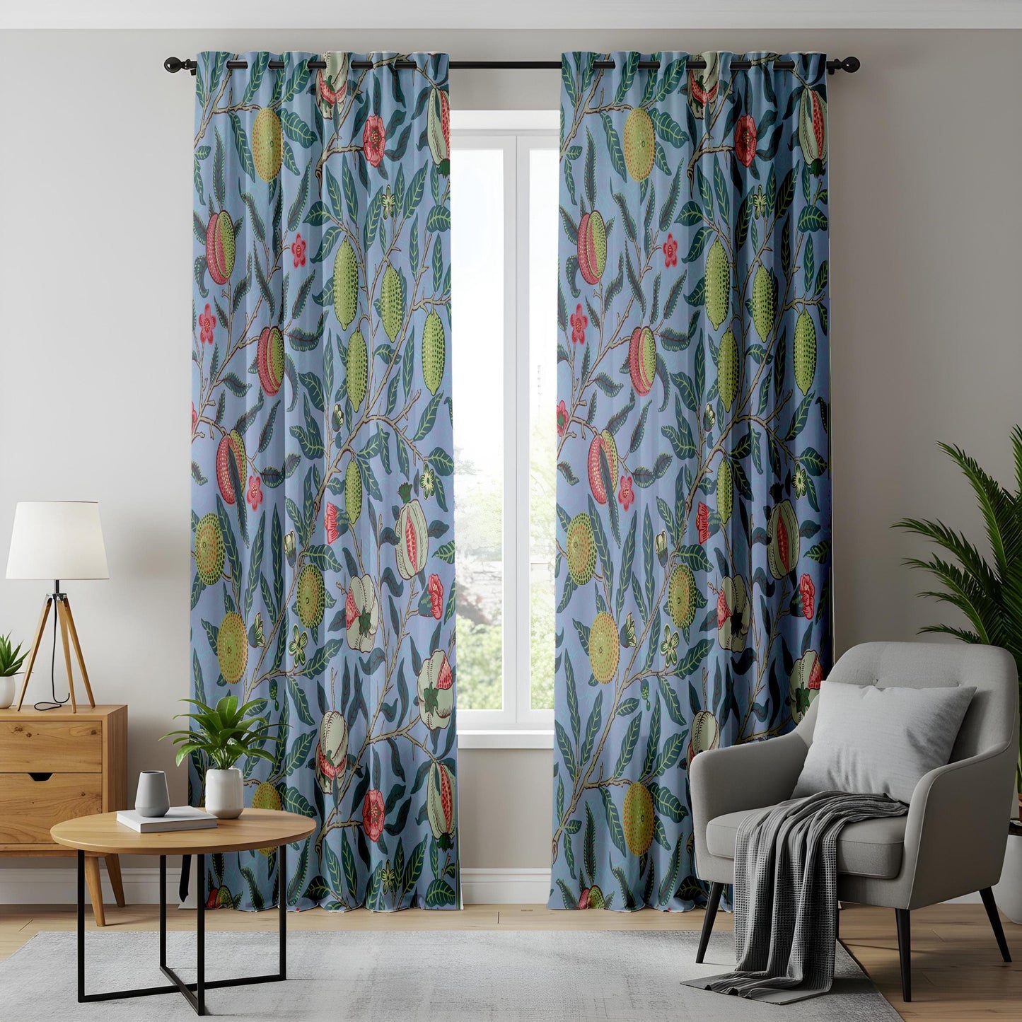 Onay Tropical Botanical Living Room Curtains, Exotic Fruit and Leaf Print Drapes