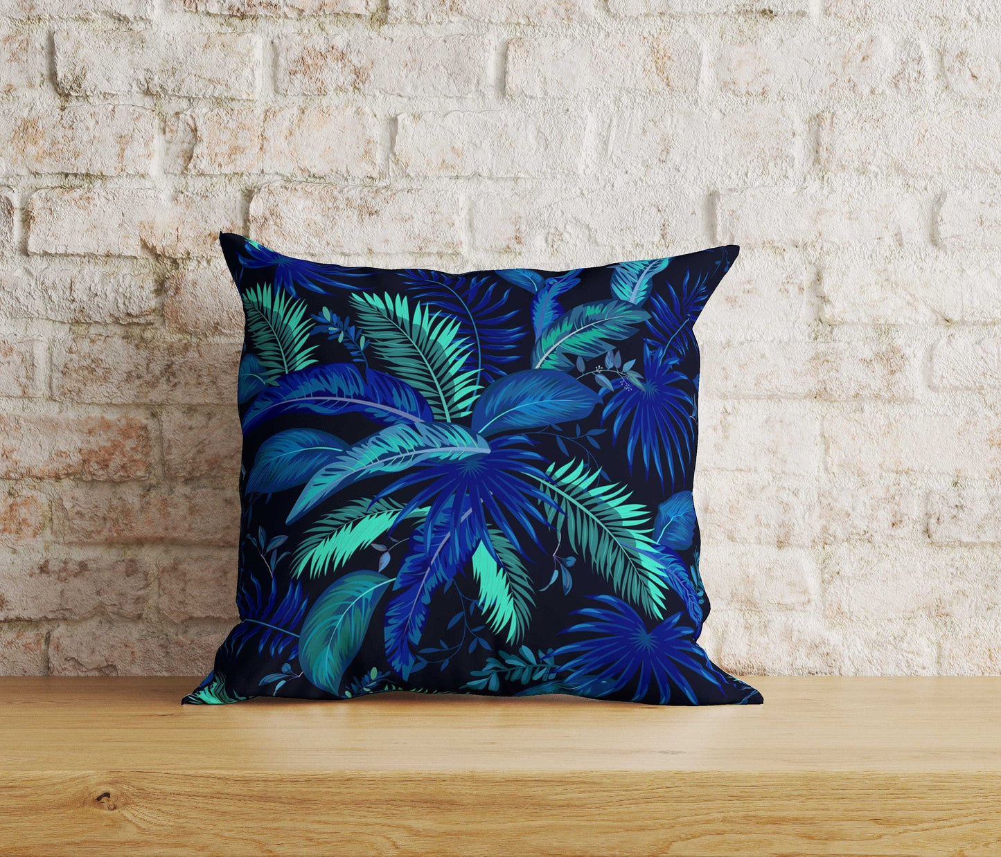 Onay 7 / 12 x 12 inch (30 x 30 cm) Tropical Exotic Leaves Floral Dark Green Cushion Covers