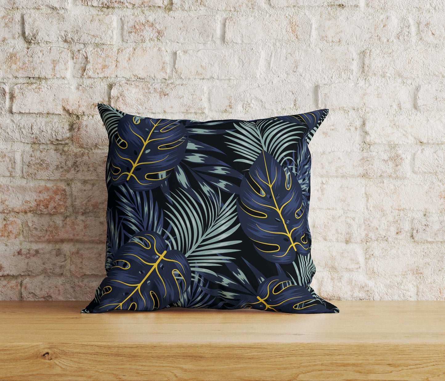 Onay 4 / 12 x 12 inch (30 x 30 cm) Tropical Exotic Leaves Floral Dark Green Cushion Covers