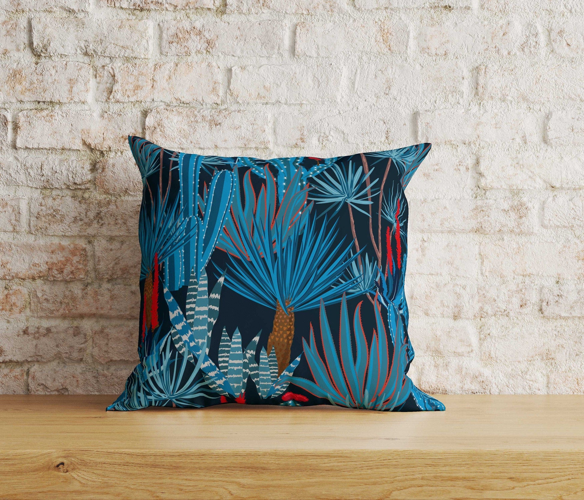 Onay 1 / 12 x 12 inch (30 x 30 cm) Tropical Exotic Leaves Floral Dark Green Cushion Covers