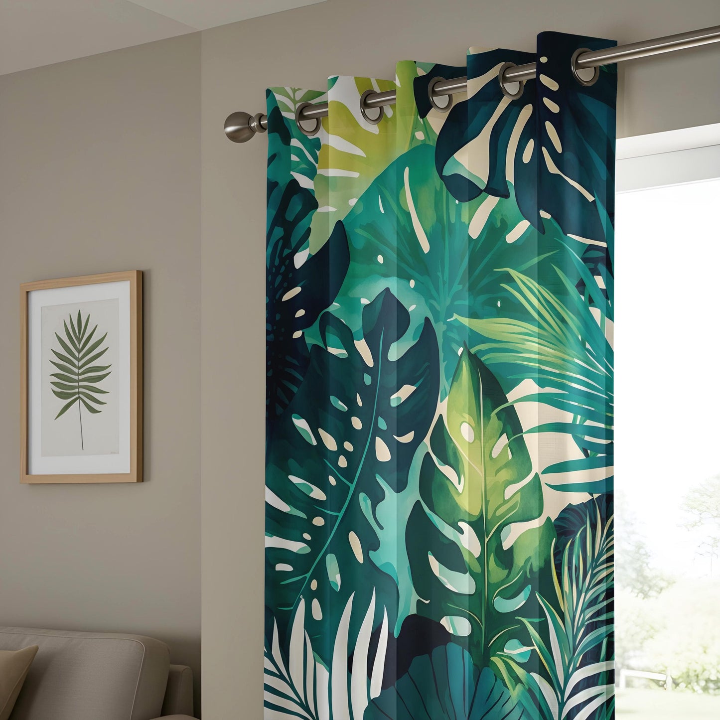 Onay Tropical Leaf Curtains – Exotic Monstera and Palm Print Drapes for Modern Homes