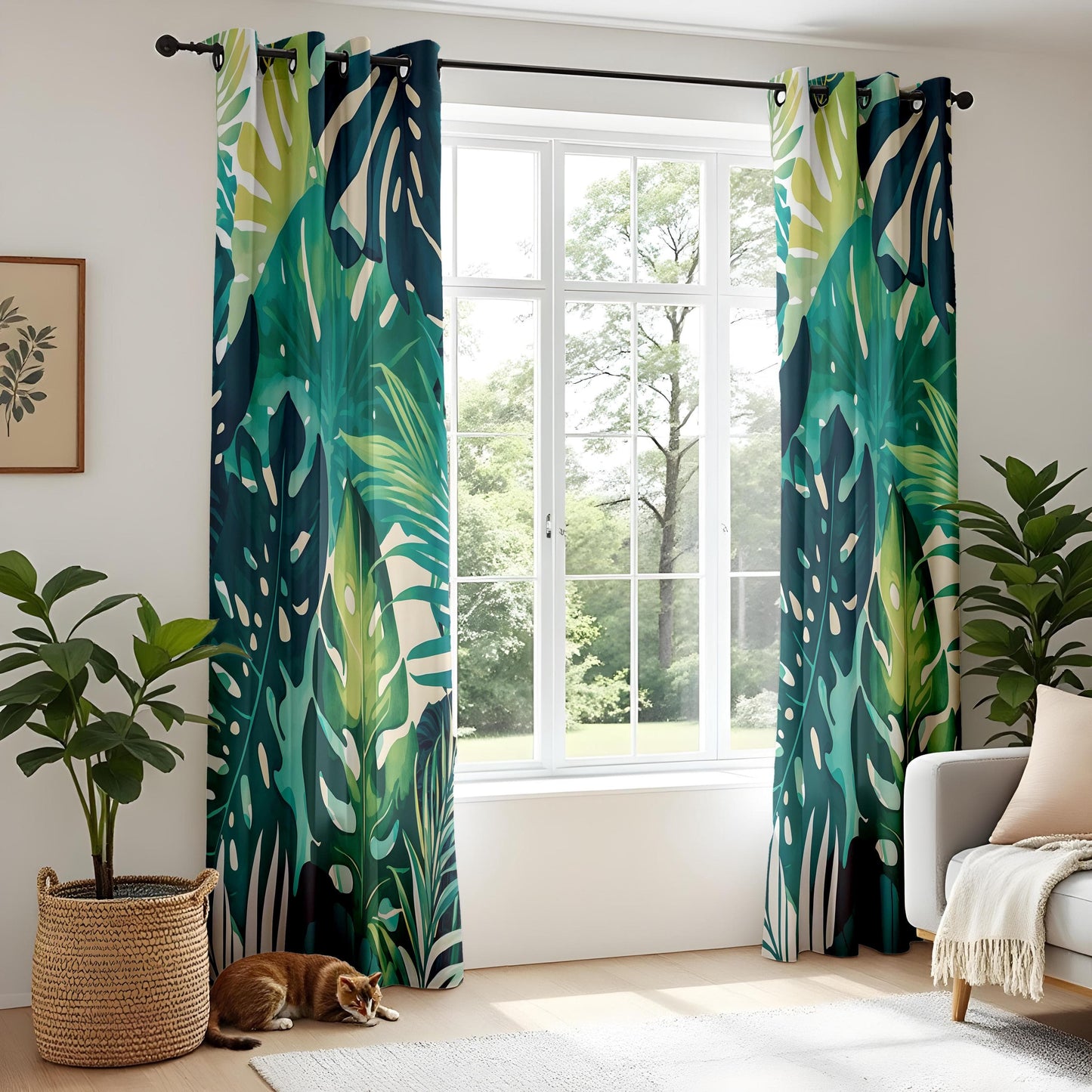 Onay Tropical Leaf Curtains – Exotic Monstera and Palm Print Drapes for Modern Homes