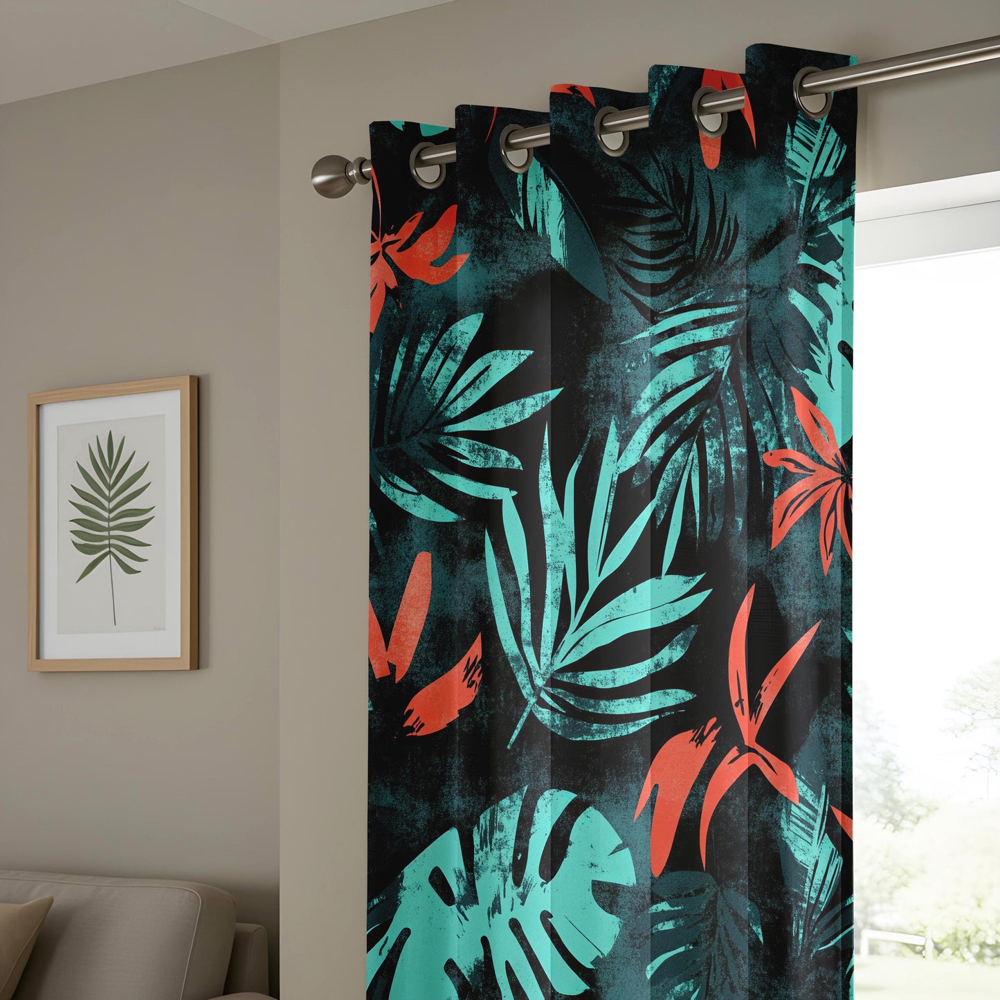 Onay Tropical Made to Measure Curtains with Leaf Print