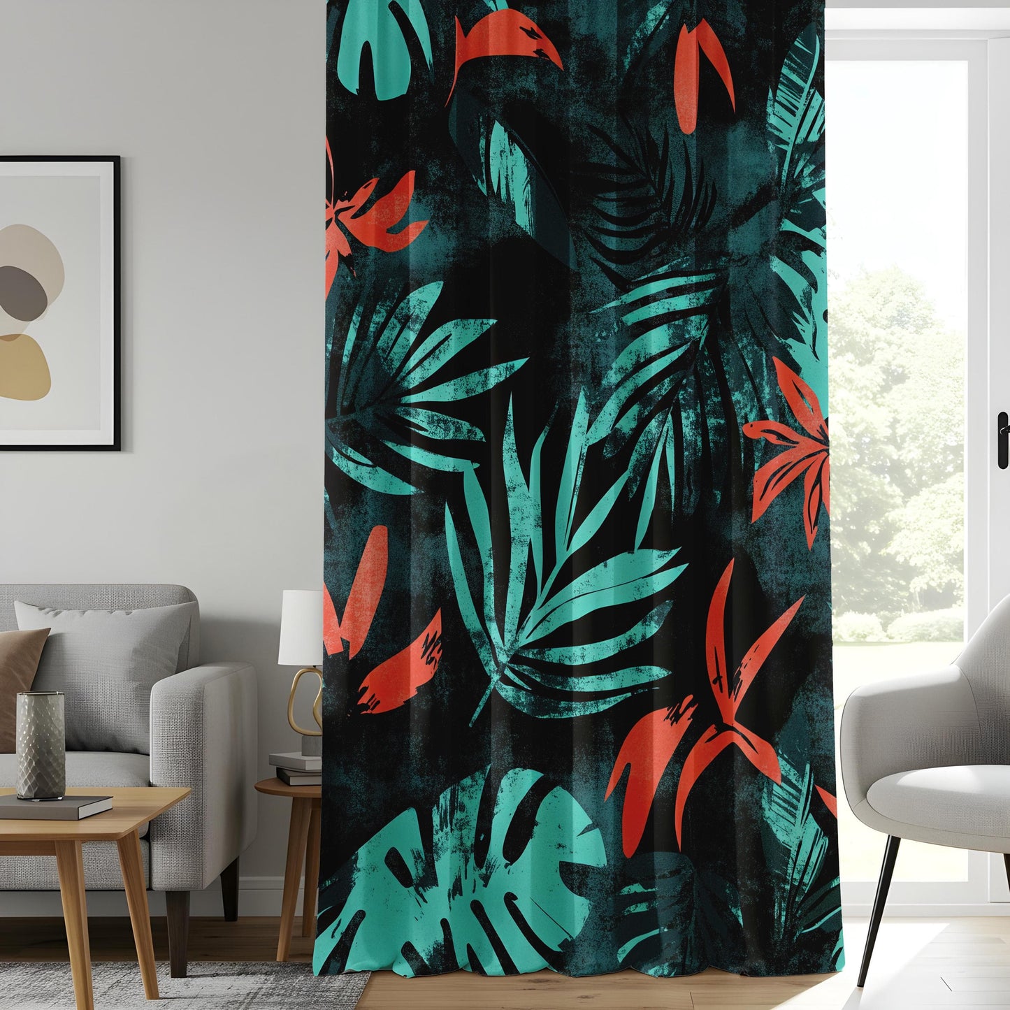 Onay Tropical Made to Measure Curtains with Leaf Print