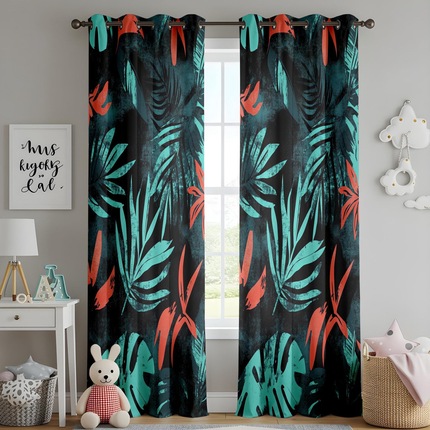 Onay Tropical Made to Measure Curtains with Leaf Print