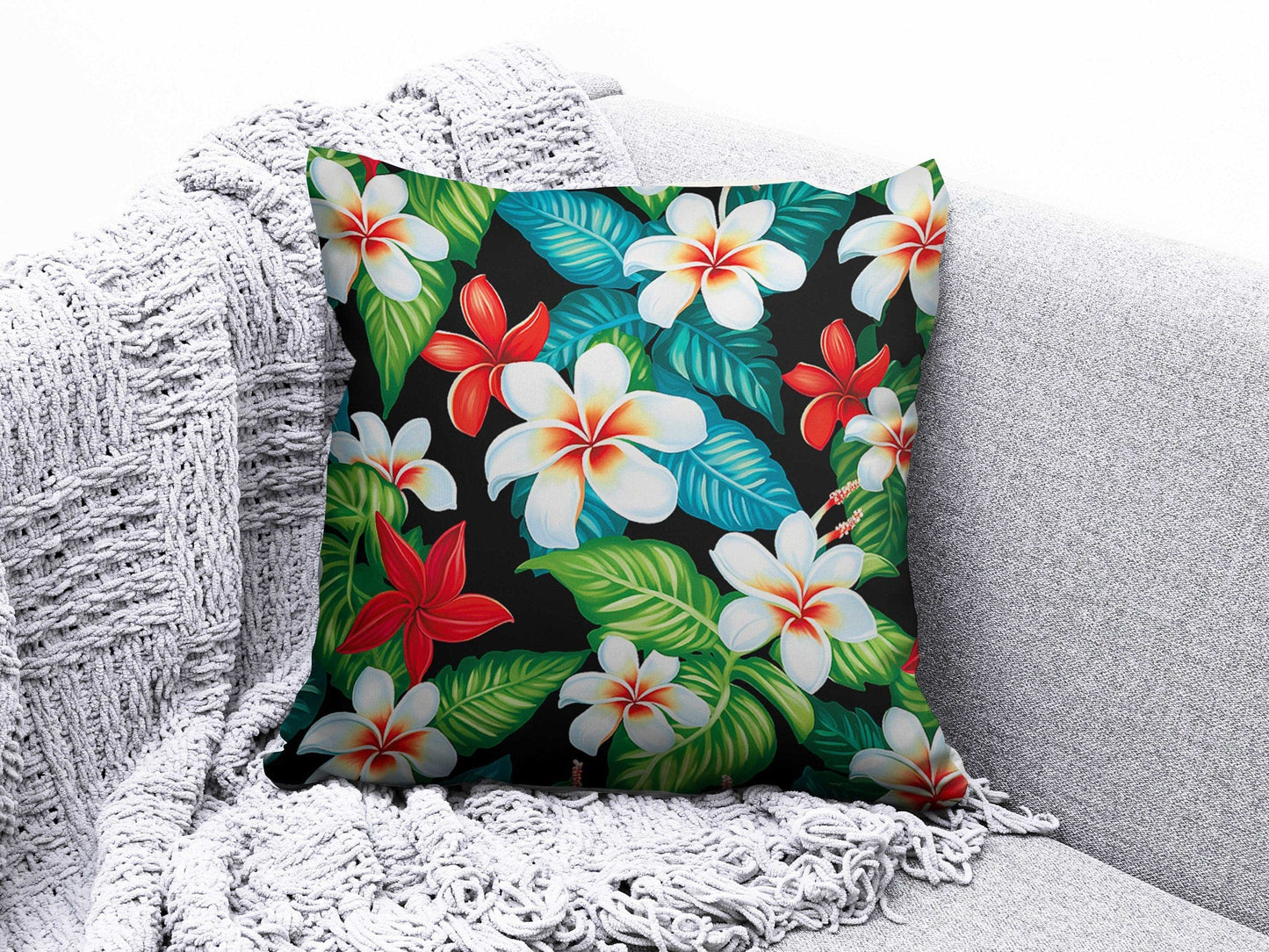 Onay 7 / 12 x 12 inch (30 x 30 cm) Tropical Monkey Tiger Green Floral Cushion Cover