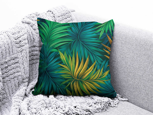 Onay 1 / 12 x 12 inch (30 x 30 cm) Tropical Monkey Tiger Green Floral Cushion Cover