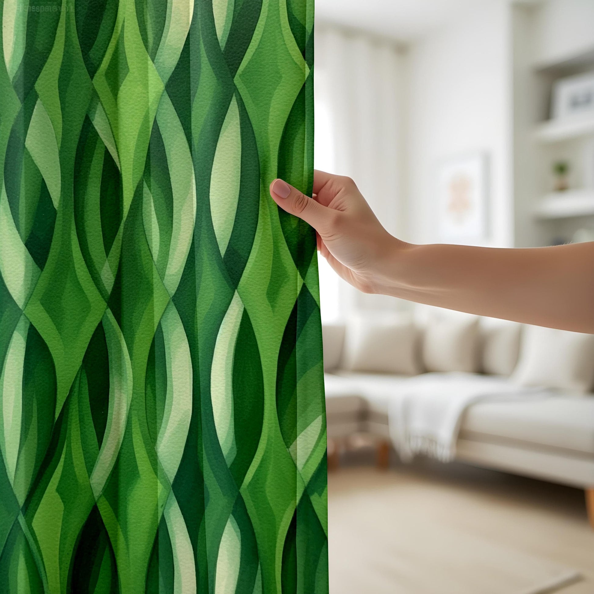 Onay Tropical Paradise Drapes, Leafy Green Curtain Panels, Exotic Botanical Curtains