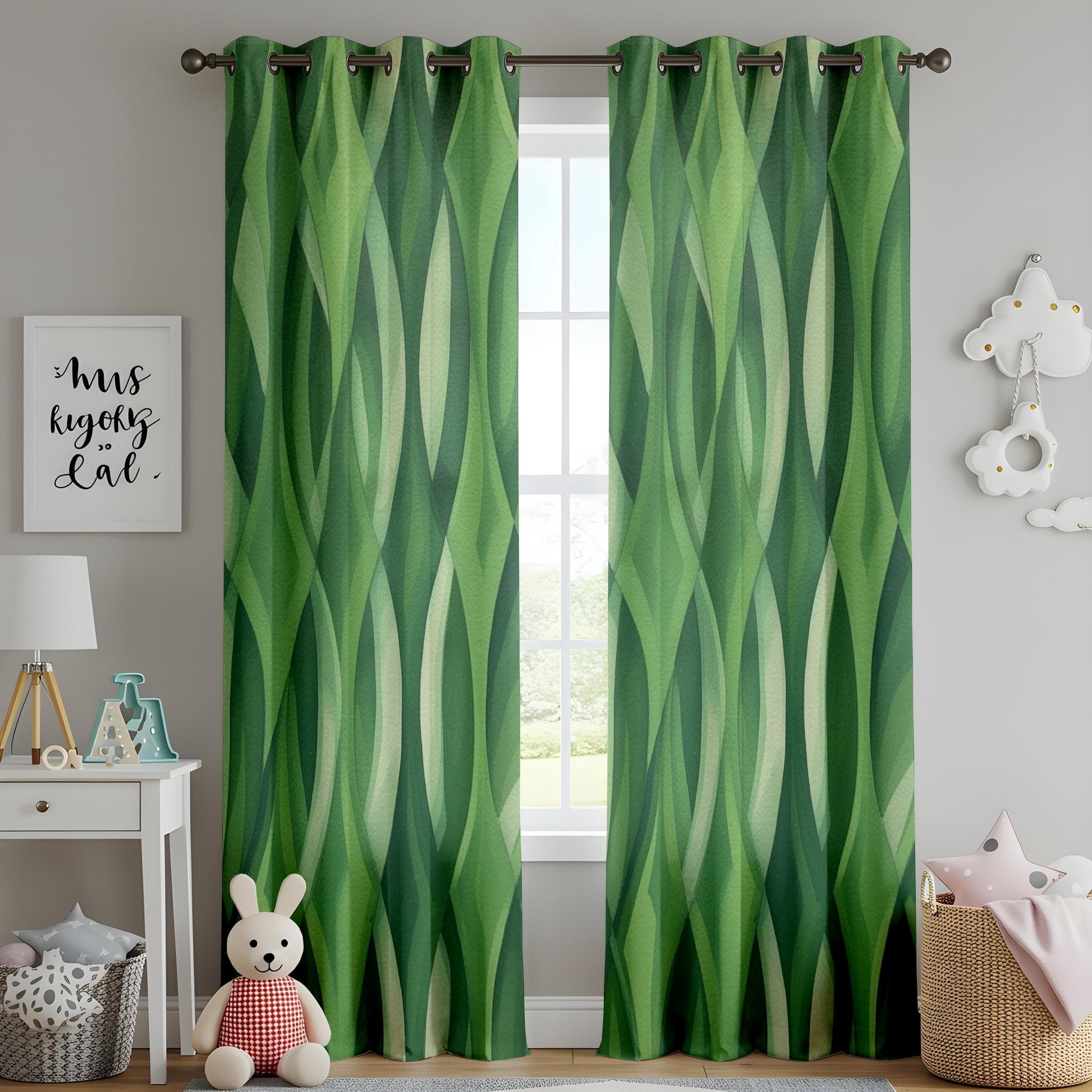 Onay Tropical Paradise Drapes, Leafy Green Curtain Panels, Exotic Botanical Curtains