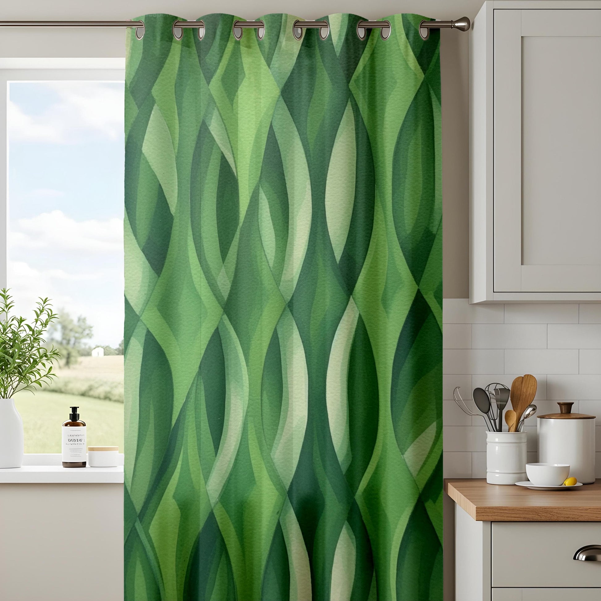 Onay Tropical Paradise Drapes, Leafy Green Curtain Panels, Exotic Botanical Curtains