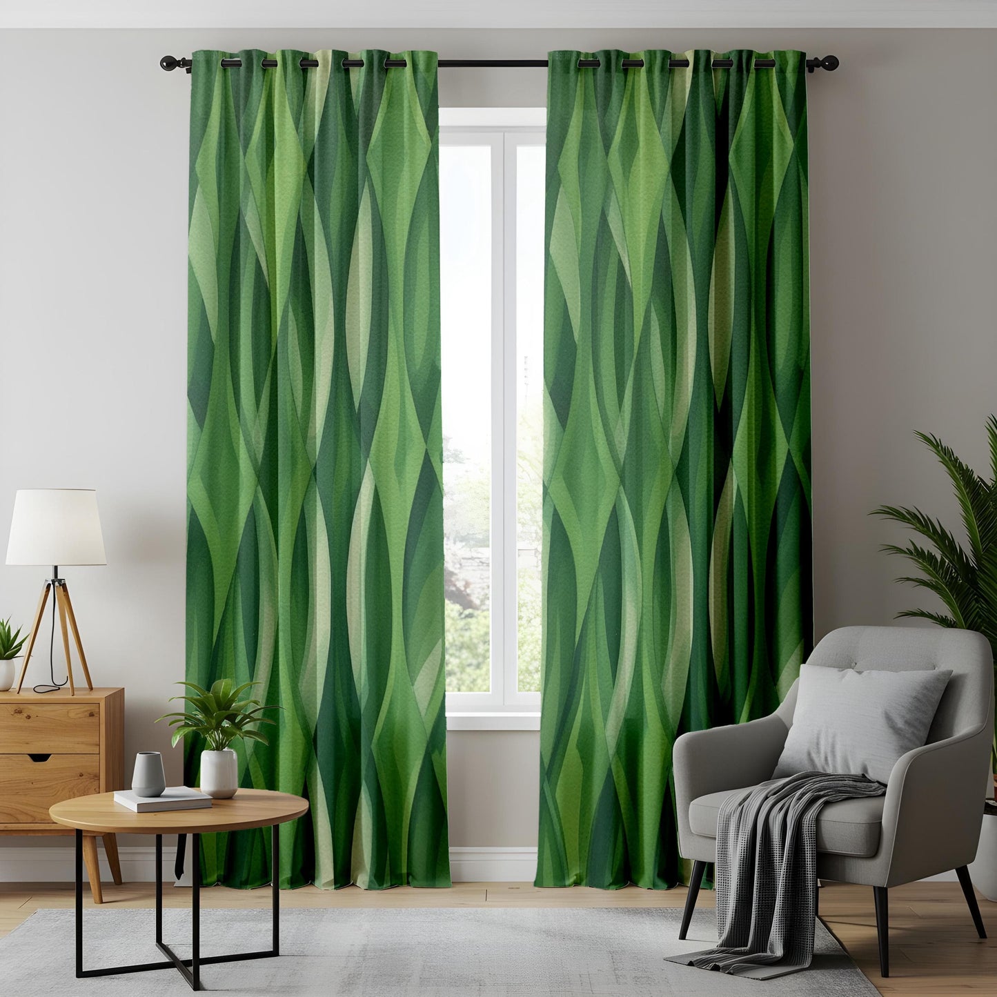 Onay Tropical Paradise Drapes, Leafy Green Curtain Panels, Exotic Botanical Curtains