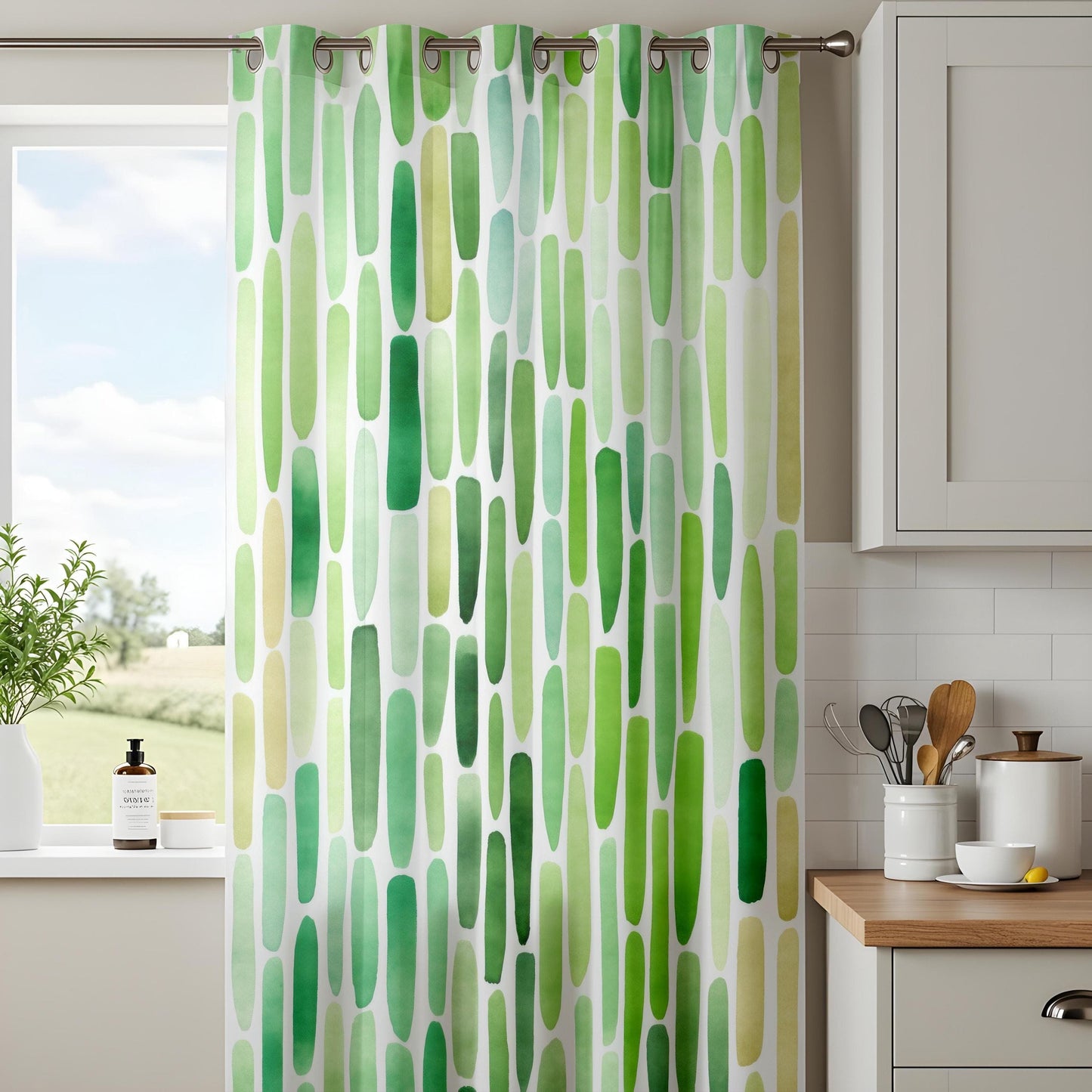 Onay Tropical Print Curtains in Botanical Home Decor, Green Curtain Printed Drapes